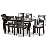 Load image into Gallery viewer, Baxton Studio Minette Modern And Contemporary Gray Fabric Upholstered And Espresso Brown Finished Wood 7-Piece Dining Set
