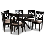 Load image into Gallery viewer, Baxton Studio Sanne Modern And Contemporary Sand Fabric Upholstered And Dark Brown Finished Wood 7-Piece Dining Set
