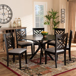 Load image into Gallery viewer, Baxton Studio Norah Modern And Contemporary Grey Fabric Upholstered And Dark Brown Finished Wood 7-Piece Dining Set
