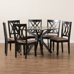 Load image into Gallery viewer, Baxton Studio Maya Modern Beige Fabric And Espresso Brown Finished Wood 7-Piece Dining Set
