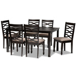 Load image into Gallery viewer, Baxton Studio Lanier Modern And Contemporary Sand Fabric Upholstered Dark Brown Finished Wood 7-Piece Dining Set
