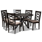 Load image into Gallery viewer, Baxton Studio Mila Modern And Contemporary Sand Fabric Upholstered Dark Brown Finished Wood 7-Piece Dining Set
