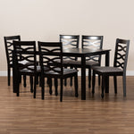 Load image into Gallery viewer, Baxton Studio Lanier Modern And Contemporary Grey Fabric Upholstered And Dark Brown Finished Wood 7-Piece Dining Set
