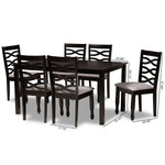 Load image into Gallery viewer, Baxton Studio Lanier Modern And Contemporary Grey Fabric Upholstered And Dark Brown Finished Wood 7-Piece Dining Set
