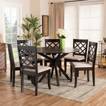 Load image into Gallery viewer, Baxton Studio Jana Modern And Contemporary Sand Fabric Upholstered And Dark Brown Finished Wood 7-Piece Dining Set
