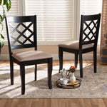 Load image into Gallery viewer, Baxton Studio Verner Modern And Contemporary Sand Fabric Upholstered Dark Brown Finished 2-Piece Wood Dining Chair Set
