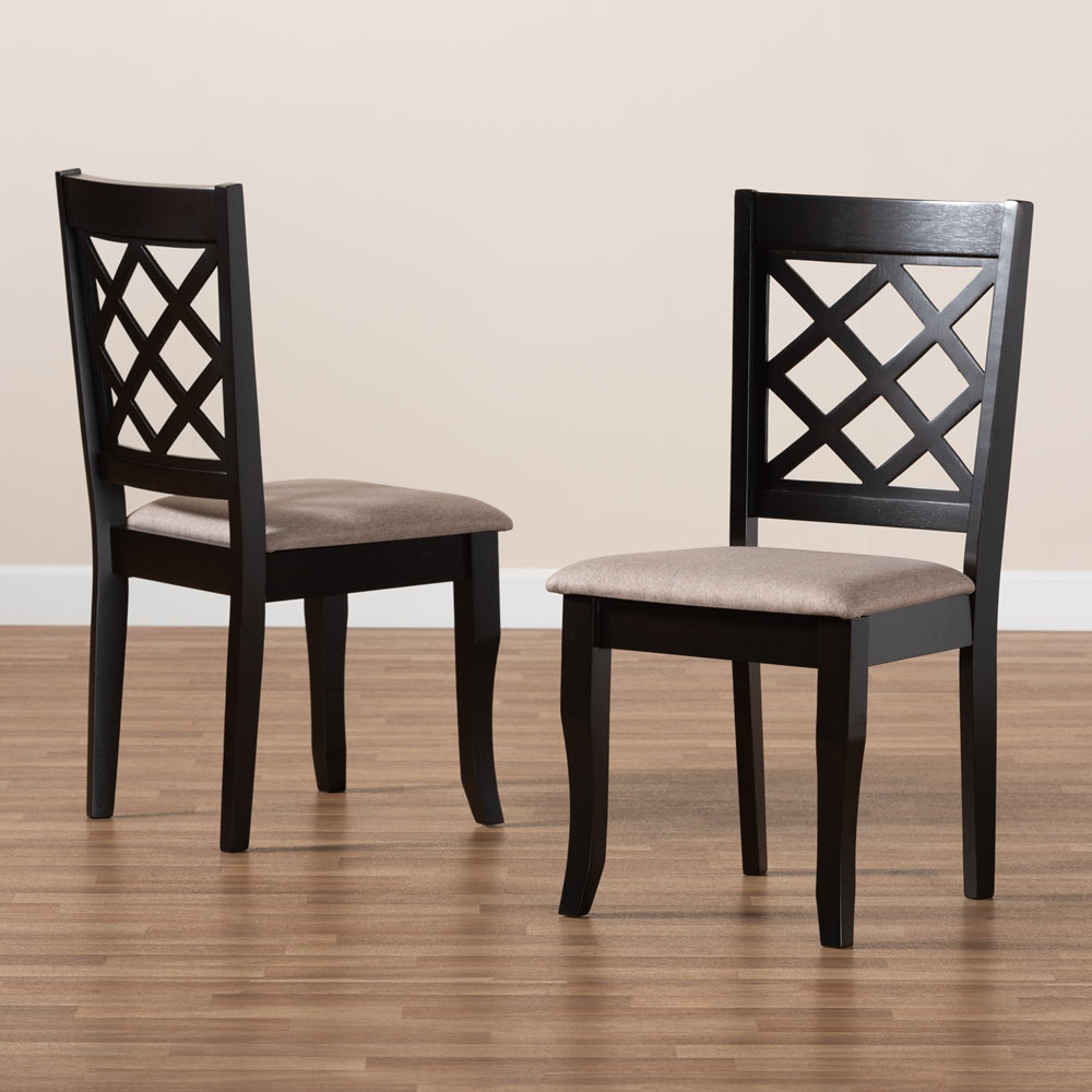 Baxton Studio Verner Modern And Contemporary Sand Fabric Upholstered Dark Brown Finished 2-Piece Wood Dining Chair Set