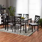 Load image into Gallery viewer, Baxton Studio Verner Modern And Contemporary Grey Fabric Upholstered And Dark Brown Finished Wood 7-Piece Dining Set
