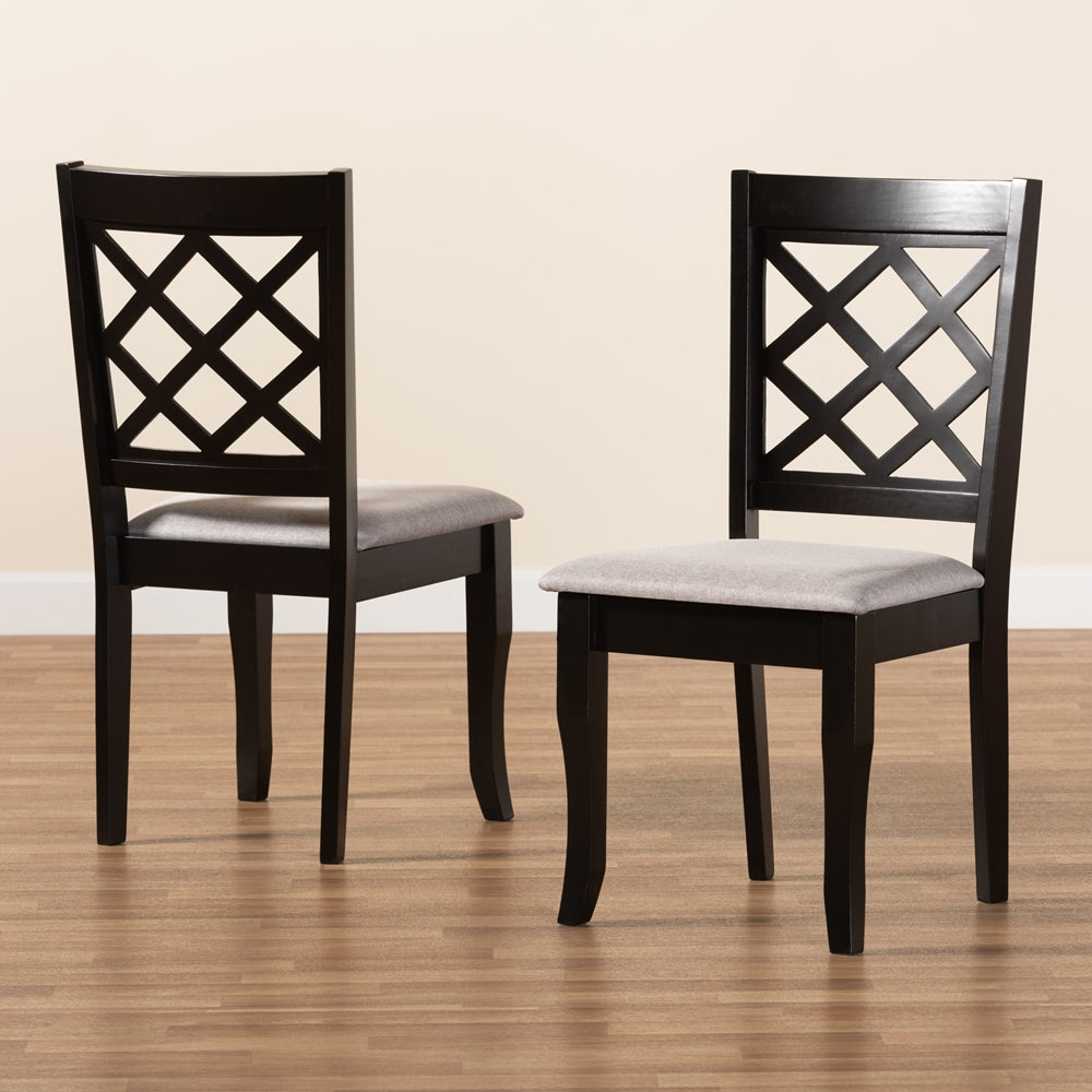 Baxton Studio Verner Modern And Contemporary Grey Fabric Upholstered And Dark Brown Finished Wood 2-Piece Dining Chair Set