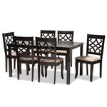 Load image into Gallery viewer, Baxton Studio Mael Modern And Contemporary Sand Fabric Upholstered And Espresso Brown Finished Wood 7-Piece Dining Set
