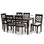 Load image into Gallery viewer, Baxton Studio Mael Modern And Contemporary Sand Fabric Upholstered And Espresso Brown Finished Wood 7-Piece Dining Set
