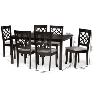 Baxton Studio Mael Modern And Contemporary Grey Fabric Upholstered And Dark Brown Finished Wood 7-Piece Dining Set