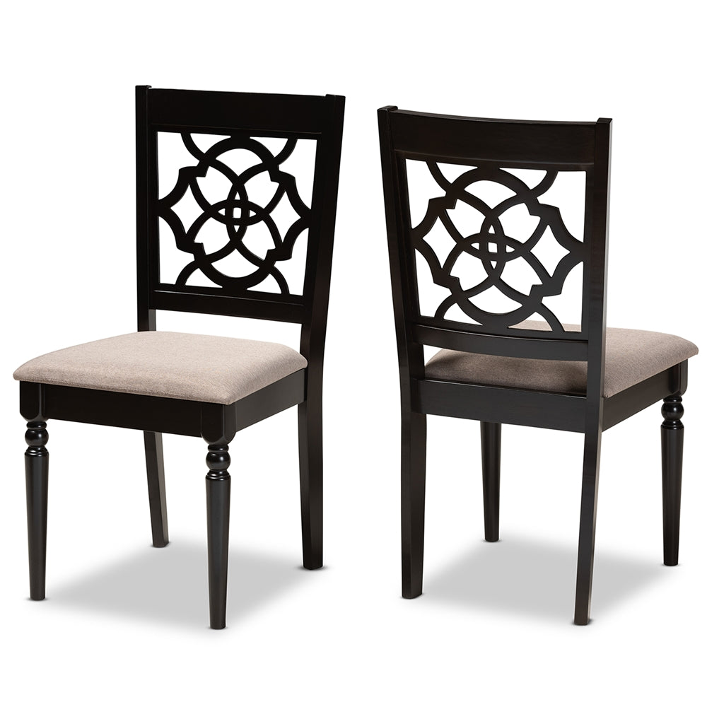 Baxton Studio Renaud Modern And Contemporary Sand Fabric Upholstered And Espresso Brown Finished Wood 2-Piece Dining Chair Set Set