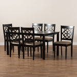 Load image into Gallery viewer, Baxton Studio Renaud Modern And Contemporary Sand Fabric Upholstered And Dark Brown Finished Wood 7-Piece Dining Set
