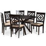 Load image into Gallery viewer, Baxton Studio Sadie Modern And Contemporary Sand Fabric Upholstered And Dark Brown Finished Wood 7-Piece Dining Set
