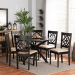 Load image into Gallery viewer, Baxton Studio Sadie Modern And Contemporary Sand Fabric Upholstered And Dark Brown Finished Wood 7-Piece Dining Set
