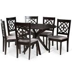 Load image into Gallery viewer, Baxton Studio Sadie Modern And Contemporary Grey Fabric Upholstered And Dark Brown Finished Wood 7-Piece Dining Set
