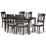 Load image into Gallery viewer, Baxton Studio Lucie Modern And Contemporary Grey Fabric Upholstered And Dark Brown Finished Wood 7-Piece Dining Set
