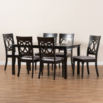 Load image into Gallery viewer, Baxton Studio Lucie Modern And Contemporary Grey Fabric Upholstered And Dark Brown Finished Wood 7-Piece Dining Set
