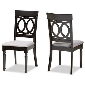 Baxton Studio Lucie Modern And Contemporary Grey Fabric Upholstered And Espresso Brown Finished Wood 2-Piece Dining Chair Set