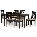 Load image into Gallery viewer, Baxton Studio Cherese Modern And Contemporary Sand Fabric Upholstered And Dark Brown Finished Wood 7-Piece Dining Set
