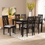 Load image into Gallery viewer, Baxton Studio Cherese Modern And Contemporary Grey Fabric Upholstered And Dark Brown Finished Wood 7-Piece Dining Set
