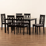 Load image into Gallery viewer, Baxton Studio Cherese Modern And Contemporary Grey Fabric Upholstered And Dark Brown Finished Wood 7-Piece Dining Set
