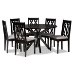 Load image into Gallery viewer, Baxton Studio Callie Modern And Contemporary Grey Fabric Upholstered And Dark Brown Finished Wood 7-Piece Dining Set
