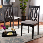 Load image into Gallery viewer, Baxton Studio Cherese Modern And Contemporary Grey Fabric Upholstered And Dark Brown Finished Wood 2-Piece Dining Chair Set
