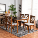 Load image into Gallery viewer, Baxton Studio Verner Modern And Contemporary Grey Fabric Upholstered And Walnut Brown Finished Wood 7-Piece Dining Set
