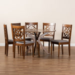 Load image into Gallery viewer, Baxton Studio Sadie Modern And Contemporary Grey Fabric Upholstered And Walnut Brown Finished Wood 7-Piece Dining Set
