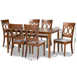 Load image into Gallery viewer, Baxton Studio Lucie Modern And Contemporary Grey Fabric Upholstered And Walnut Brown Finished Wood 7-Piece Dining Set
