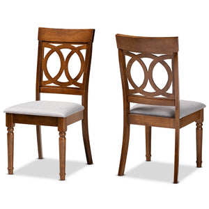 Baxton Studio Lucie Modern And Contemporary Grey Fabric Upholstered And Walnut Brown Finished Wood 2-Piece Dining Chair Set