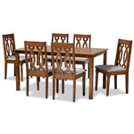 Load image into Gallery viewer, Baxton Studio Cherese Modern And Contemporary Grey Fabric Upholstered And Walnut Brown Finished Wood 7-Piece Dining Set
