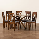 Load image into Gallery viewer, Baxton Studio Callie Modern And Contemporary Grey Fabric Upholstered And Walnut Brown Finished Wood 7-Piece Dining Set
