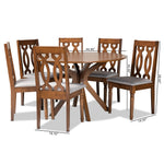 Load image into Gallery viewer, Baxton Studio Callie Modern And Contemporary Grey Fabric Upholstered And Walnut Brown Finished Wood 7-Piece Dining Set
