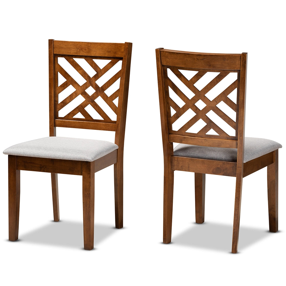 Baxton Studio Caron Modern and Contemporary Fabric Upholstered and Finished Wood 2-Piece Dining Chair Set