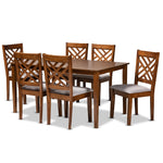 Load image into Gallery viewer, Baxton Studio Caron Modern And Contemporary Grey Fabric Upholstered And Walnut Brown Finished Wood 7-Piece Dining Set
