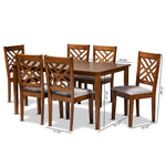 Load image into Gallery viewer, Baxton Studio Caron Modern And Contemporary Grey Fabric Upholstered And Walnut Brown Finished Wood 7-Piece Dining Set
