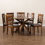 Load image into Gallery viewer, Baxton Studio Norah Modern And Contemporary Grey Fabric Upholstered And Walnut Brown Finished Wood 7-Piece Dining Set
