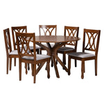 Load image into Gallery viewer, Baxton Studio Maya Modern Grey Fabric And Walnut Brown Finished Wood 7-Piece Dining Set
