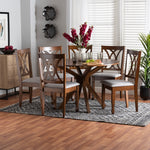 Load image into Gallery viewer, Baxton Studio Maya Modern Grey Fabric And Walnut Brown Finished Wood 7-Piece Dining Set
