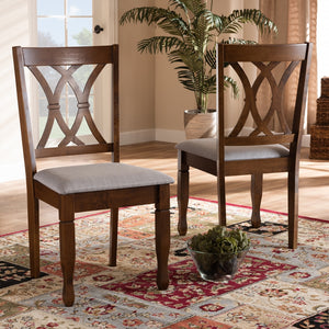 Baxton Studio Augustine Modern And Contemporary Grey Fabric Upholstered And Walnut Brown Finished Wood 2-Piece Dining Chair Set Set