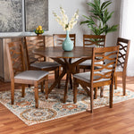 Load image into Gallery viewer, Baxton Studio Mila Modern And Contemporary Grey Fabric Upholstered And Walnut Brown Finished Wood 7-Piece Dining Set
