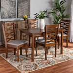 Load image into Gallery viewer, Baxton Studio Lanier Modern And Contemporary Grey Fabric Upholstered And Walnut Brown Finished Wood 5-Piece Dining Set
