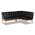 Load image into Gallery viewer, Baxton Studio Arvid Mid-Century Modern Dark Brown Faux Leather Upholstered 2-Piece Wood Dining Nook Banquette Set
