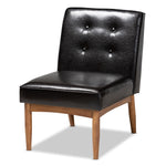 Load image into Gallery viewer, Baxton Studio Arvid Mid-Century Modern Dark Brown Faux Leather Upholstered Wood Dining Chair
