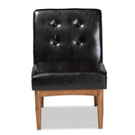 Load image into Gallery viewer, Baxton Studio Arvid Mid-Century Modern Dark Brown Faux Leather Upholstered Wood Dining Chair
