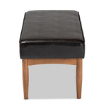 Load image into Gallery viewer, Baxton Studio Arvid Mid-Century Modern Dark Brown Faux Leather Upholstered Wood Dining Bench
