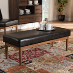 Load image into Gallery viewer, Baxton Studio Arvid Mid-Century Modern Dark Brown Faux Leather Upholstered Wood Dining Bench
